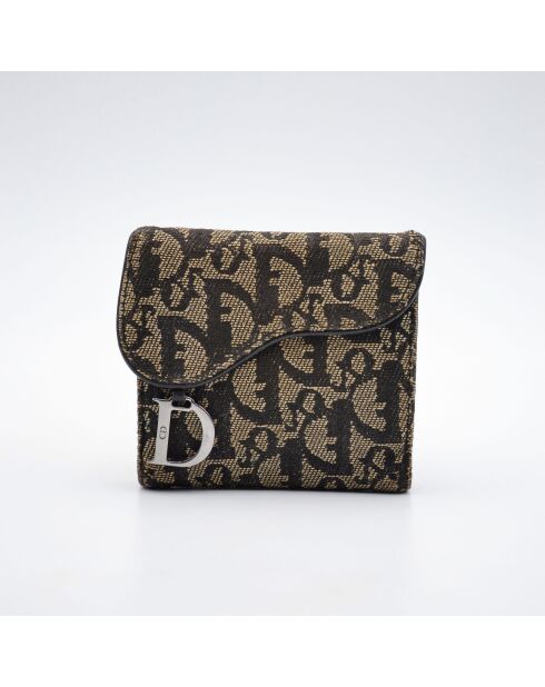 Portefeuille Saddle marron foncé et beige - 11 x 10 x 2 cm