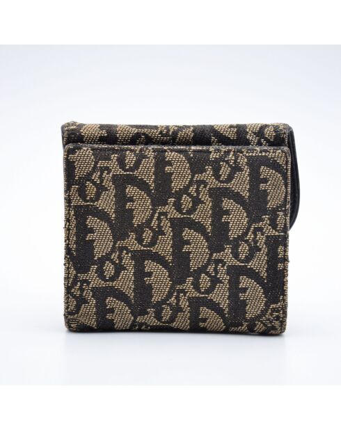 Portefeuille Saddle marron foncé et beige - 11 x 10 x 2 cm