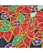 Foulard Grand Châle Imprimé Fleurs & Perles noir - 135 x 135 cm