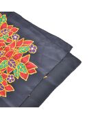 Foulard Grand Châle Imprimé Fleurs & Perles noir - 135 x 135 cm
