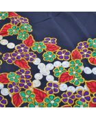 Foulard Grand Châle Imprimé Fleurs & Perles noir - 135 x 135 cm