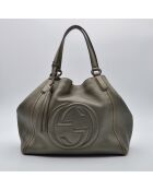 Sac à main Soho Cuir Grainé Gris Kaki Irisé - 33,5 x 28 x 18 cm