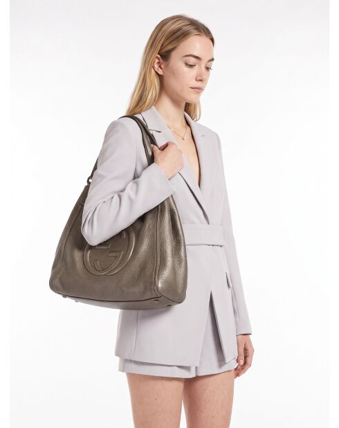 Sac à main Soho Cuir Grainé Gris Kaki Irisé - 33,5 x 28 x 18 cm