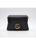 Sac Interlocking Mini Cuir Grainé Noir Chaîne Champagne - 22,5 x 16,5 x 7 cm