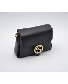 Sac Interlocking Mini Cuir Grainé Noir Chaîne Champagne - 22,5 x 16,5 x 7 cm
