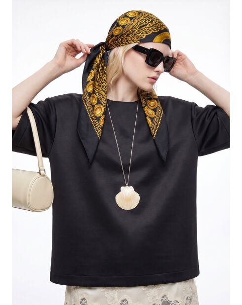 Foulard Médaillon noir - 87 x 87 cm