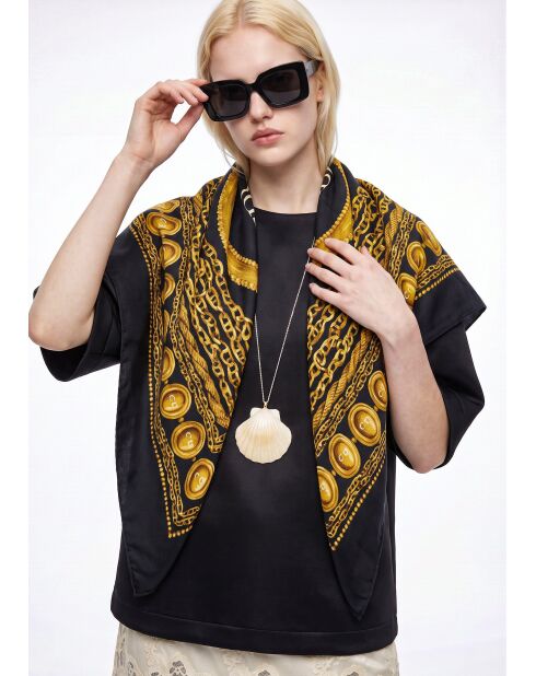 Foulard Médaillon noir - 87 x 87 cm