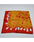 Foulard vintage Chaînes & Perles rouge - 98 x 98 cm