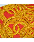 Foulard vintage Chaînes & Perles rouge - 98 x 98 cm