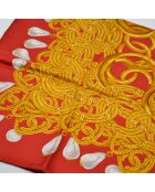 Foulard vintage Chaînes & Perles rouge - 98 x 98 cm
