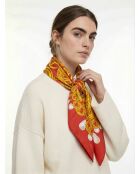 Foulard vintage Chaînes & Perles rouge - 98 x 98 cm