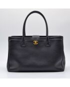 Sac Cerf Executive Tote Cuir Grainé Noir - 36 x 24 x 15 cm