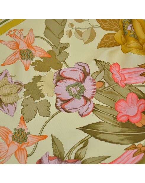 Foulard Flora Graeca crème et jaune pâle - 88 x 88 cm