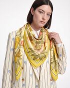 Foulard Flora Graeca crème et jaune pâle - 88 x 88 cm