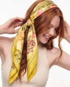 Foulard Flora Graeca crème et jaune pâle - 88 x 88 cm
