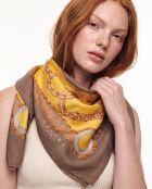 Foulard Vintage marron/doré - 86 x 86 cm