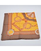 Foulard Vintage marron/doré - 86 x 86 cm