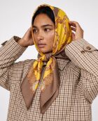 Foulard Vintage marron/doré - 86 x 86 cm