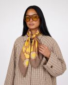 Foulard Vintage marron/doré - 86 x 86 cm