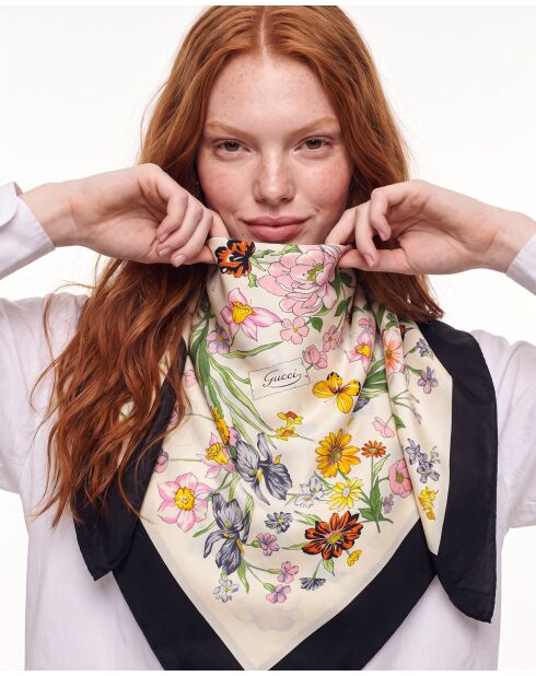 Foulard Flora multicolore - 85 x 85 cm