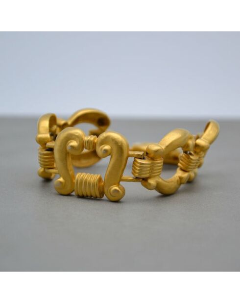 Bracelet Vintage Maillons Sculptés Or Mat - 17 x 2,8 cm