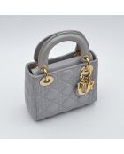 Sac à main Lady Mini Cannage Cuir gris perle - 16,5 x 14,5 x 8 cm