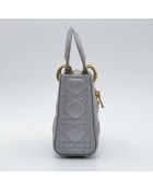 Sac à main Lady Mini Cannage Cuir gris perle - 16,5 x 14,5 x 8 cm