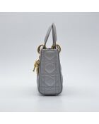 Sac à main Lady Mini Cannage Cuir gris perle - 16,5 x 14,5 x 8 cm