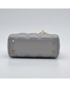 Sac à main Lady Mini Cannage Cuir gris perle - 16,5 x 14,5 x 8 cm