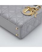 Sac à main Lady Mini Cannage Cuir gris perle - 16,5 x 14,5 x 8 cm