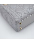 Sac à main Lady Mini Cannage Cuir gris perle - 16,5 x 14,5 x 8 cm