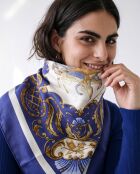 Foulard Cheval Turc bleu roi - 88 x 88 cm