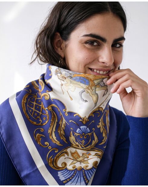 Foulard Cheval Turc bleu roi - 88 x 88 cm