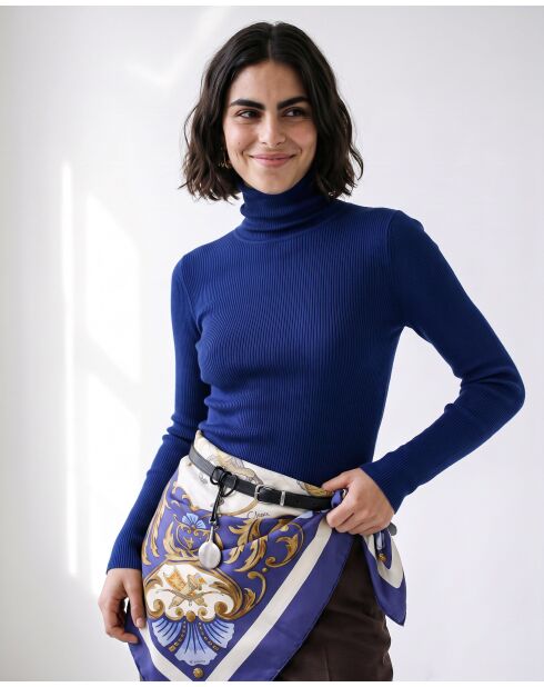 Foulard Cheval Turc bleu roi - 88 x 88 cm