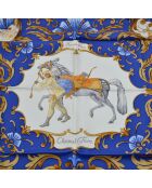 Foulard Cheval Turc bleu roi - 88 x 88 cm