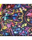 Foulard Soie Motif Floral noir - 88 x 88 cm