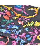 Foulard Soie Motif Floral noir - 88 x 88 cm