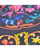 Foulard Soie Motif Floral noir - 88 x 88 cm