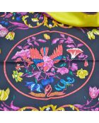 Foulard Soie Motif Floral noir - 88 x 88 cm