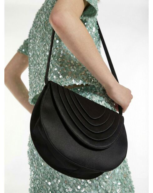 Sac vintage satin noir - 22,5 x 17,5 x 5,5 cm