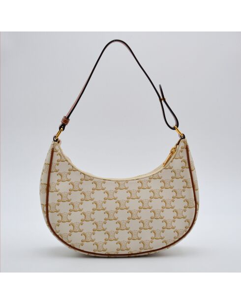 Sac à main Ava Toile Triomphe ivoire et marron - 23 x 19 x 7 cm