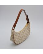 Sac à main Ava Toile Triomphe ivoire et marron - 23 x 19 x 7 cm