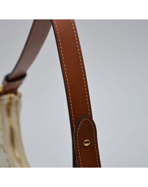 Sac à main Ava Toile Triomphe ivoire et marron - 23 x 19 x 7 cm