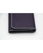 Portefeuille long en nylon violet & cuir noir - 9 x 19 x 2,2 cm