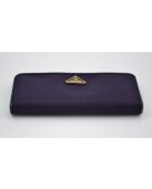 Portefeuille long en nylon violet & cuir noir - 9 x 19 x 2,2 cm