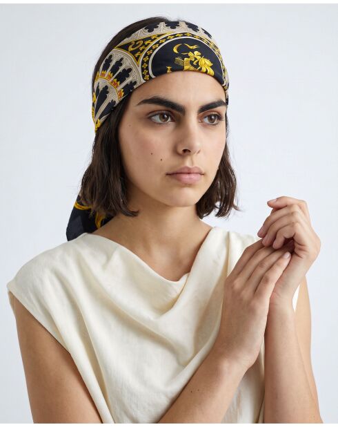 Foulard Heraldry noir - 90 x 90 cm