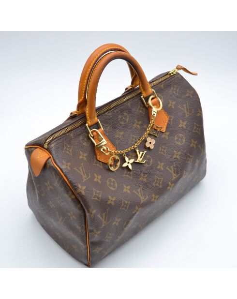 Porte-clés Bijou de Sac Chaîne Fleurs & Initiales LV doré - L: 20 cm