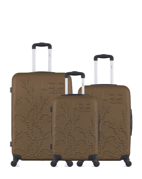 Lot de 3 valises en ABS Nais brun clair - 75 x 47 x 29 cm