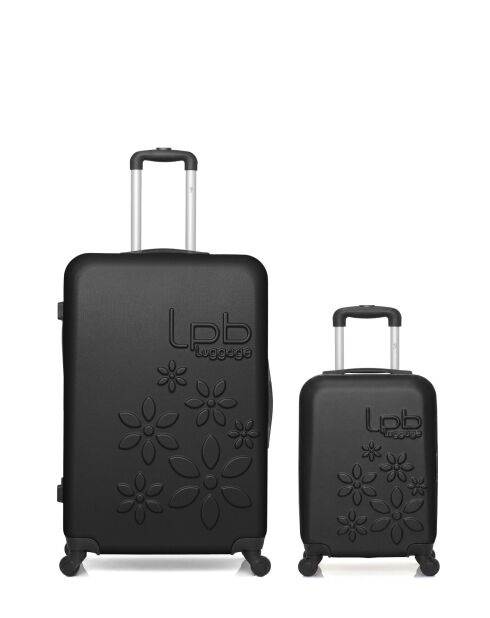 Lot de 2 valises en ABS Eleonor noires - 75 x 47 x 29 cm