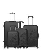 Lot de 4 valises en ABS Eleonor noires - 75 x 47 x 29 cm